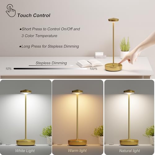 TBBGA Cordless Table Lamp Rechargeable 2 Pack, 5000mAh Battery Table Light