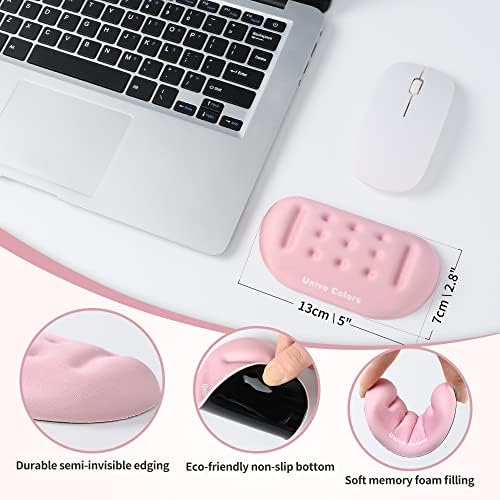 UnivoColors Pink Superfine Memory Foam Wrist Rest Soft Gel Ergonomic Mouse Pad Wrist Support for Mouse, Gaming, Computer, Laptop, Office