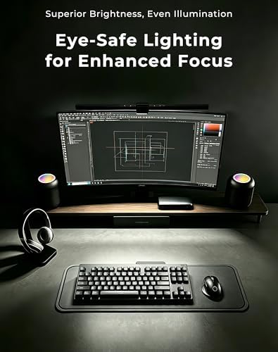 Monitor Light Bar, Computer Monitor Lamp for Flat & Curved Screens, Eye-Care USB Reading Desk Lamp with No Screen Glare, Stepless Dimming, Ra95 Touch Control Screen Bar for Home Office Gaming