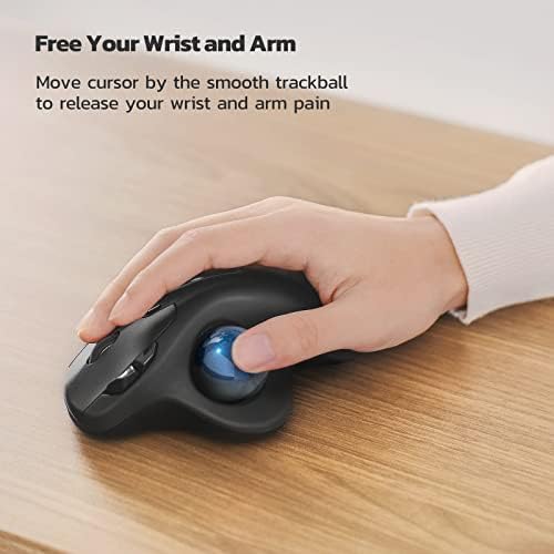 Nulea M501 Wireless Trackball Mouse Ergonomic Thumb Control, 4 DPI Levels