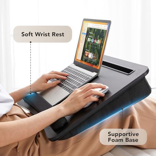 HUANUO Laptop Lap Desk with Cushion, Fit up to 17" Laptop, Black