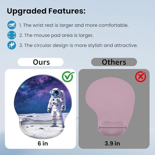 Mouse pad with Wrist Rest,Relieving Pain Memory Foam Computer pad, Ergonomic Desktop Mouse, Silicone Material Mouse pad, with Non-Slip PU Base (Space)