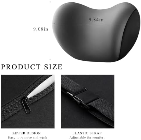 2 PCS Car Headrest Cushion, Ergonomic Memory Foam Car Neck Back Support w/Removable Cover, Universal Breathable Lumbar Cushion Headrest Pillow with Adjusatble Strap (Gray)