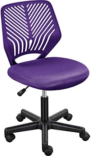 Yaheetech Small Desk Chair, Armless Adjustable Swivel Seat, Purple