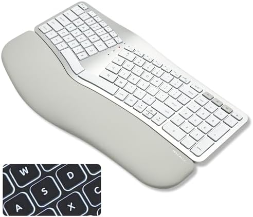 Macally Bluetooth Ergonomic Keyboard, Wireless Split Keyboard, Carpal Tunnel Comfort, Ergo Rechargeable Split Wrist Key Board - Backlit Apple 100 Key Layout for MacBook Pro/Air, iMac