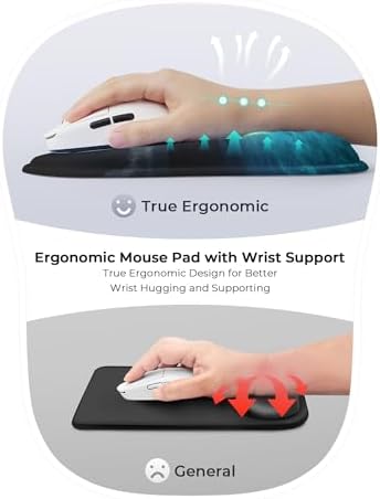 Blue Ocean and Moon Aesthetic Ergonomic Mouse Pad for Carpal Tunnel Pain Relief, 65% Usable Mouse Area, Memory Foam Concave Wrist Rest for Office, PC, Gaming