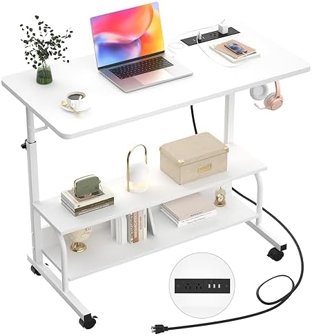 Armocity 32" Rolling Standing Desk with Charging Station for Couch Bed