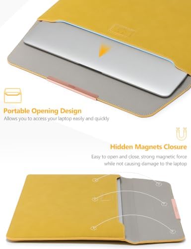 HYZUO 15 Inch Laptop Sleeve Case Bag with Stand Feature, Olive Yellow
