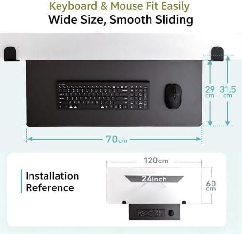 Clamp-On Under Desk Organizer, 360° Swivel Tray & 5-Height Keyboard Tray, No-Drill Mount, Hidden Mouse Pad Storage, Fits 0.59-1.57" Desks, Black/Gray-White, Black, Storage & Keyboard Tray Combo