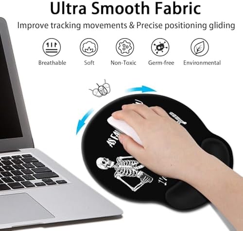 Britimes Ergonomic Mouse Pad Set with Wrist Rest, Black Skull Skeleton