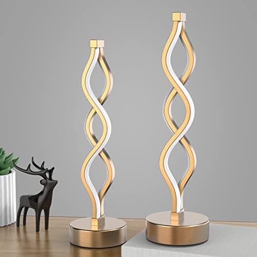 NUÜR Gold Table Lamps Set of 2, 15.8 Inch LED Bedside Lamps