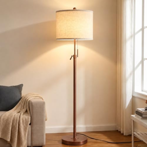 Qingmiao 55-67" Adjustable Floor Lamp, Anti-tip Base, 3Way Bulb, Pull Chain