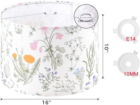 GO&SO Lamp Shades 1Pc,16" D x 10" H,Large Drum Shade,Multicolored Floral