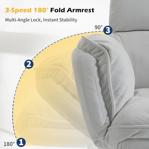 Big and Tall Office Chair with 90-180° Flip Armrests, 400lbs Ergonomic Computer Gaming Chair for Cross Legged Sitting, 155° Recline & Foot Rest - Wide Desk Task Chair for Home Office, Vanity, Study