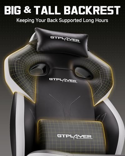 GTPLAYER Big & Tall Gaming Chair, Wide Seat with Footrest, Jet Black