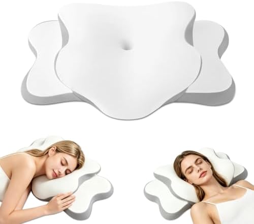 Cervical Neck Pillow for Neck Pain Relief & Side Sleeper | Ergonomic Pillow for Sleep Apnea, Neck Pain, and Snoring Relief | Orthopedic Memory Foam with Ergonomic Neck Support, White, Standard