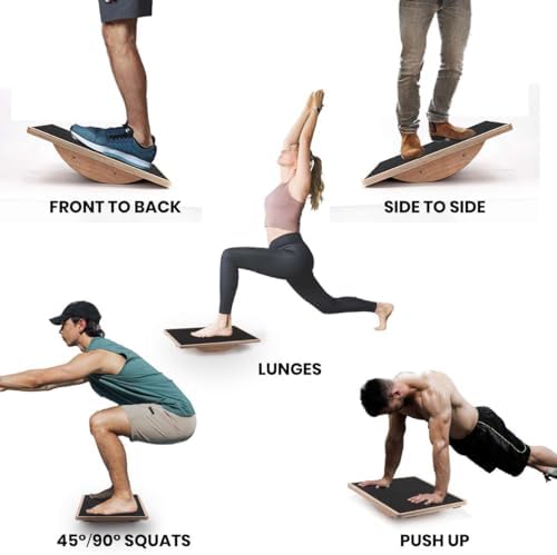 Wooden Wobble Board for Adults - Anti-Slip Balance Board for Stand-Desk Core Strength Therapy