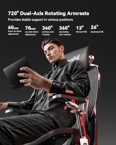 AutoFull G7 Gaming Chair - 3-Zone Lumbar, 22-Point Adjustment, Breathable Mesh, Custom Backplate, 720° Armrests, BIFMA Certified Ergonomic, 140° Recline, IGR Certified, Niko Endorsed - Black