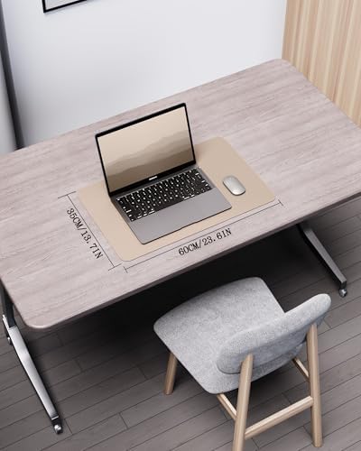 YSAGi Double-Sided Desk Pad, 23.6"x13.7" Leather Desk Mat, Eco Cork Desk Pad Protector, Large Mouse Pad for Desk, Waterproof Desk Blotter Pad, Desk Writing Pad for Office Work/Home(Beige/Cork)