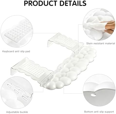 White Acrylic Keyboard Stand with Wrist Rest，Detachable/Adjustable Width