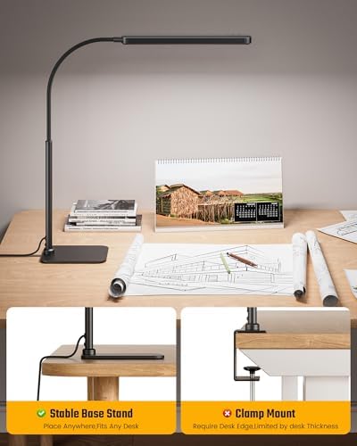 SUPERDANNY Eye-Caring LED Desk Lamp Work Lamp Office Lamp with Base