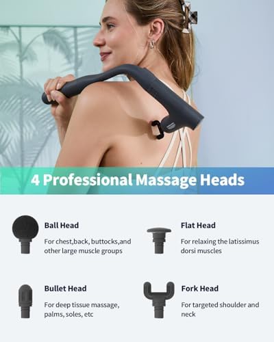 3-in-1 Detachable Massage Gun Deep Tissue with Extension Long Handle