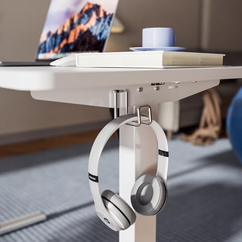 LongKe Electric Standing Desk Adjustable Height, 32x20 Inches Sit Stand up Desktop for Home Office, Ergonomic Rising Computer Table with Memory Preset, White