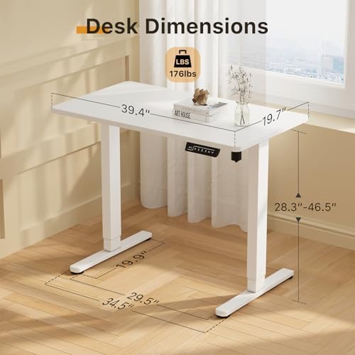 JOY worker Small Electric Standing Desk, 40" Whole Piece Height Adjustable