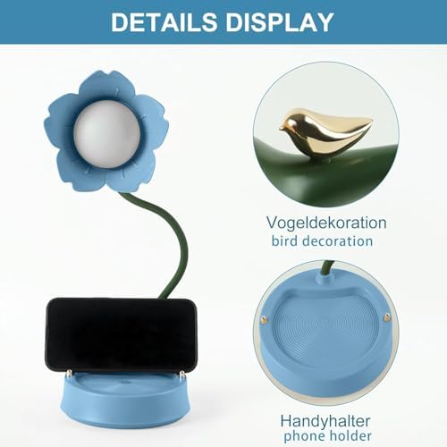 Desk Lamp for Kid, Dimmable LED Table Lamp with 3 Colour Temperatures, Rechargeable Desk Lamp with Touch Sensor and Flexible Arm, USB Bedside Lamp for Reading, Learning, Working (Blue)