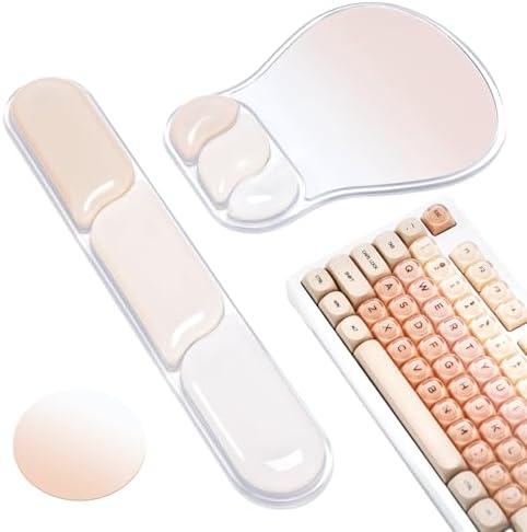 Ospelelf Mouse Pad with Wrist Rest Set Gel Ergonomic Keyboard Wrist Support Anti-Slip Rubber Bottom Office Women Desk Accessories for Computer, Laptop and Gaming, Pink