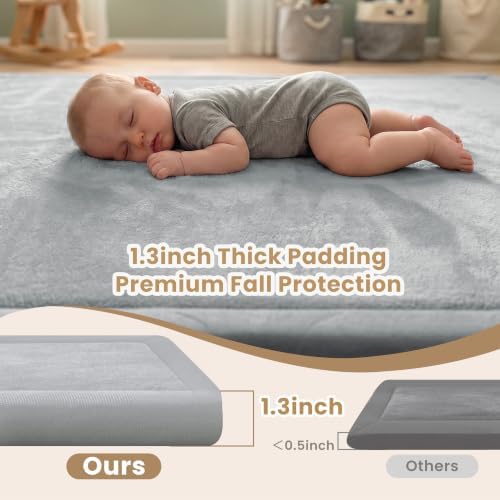 1.3" Thick Baby Play Mat for Floor,71x79 Ultra Soft Elasti-Foam Mat