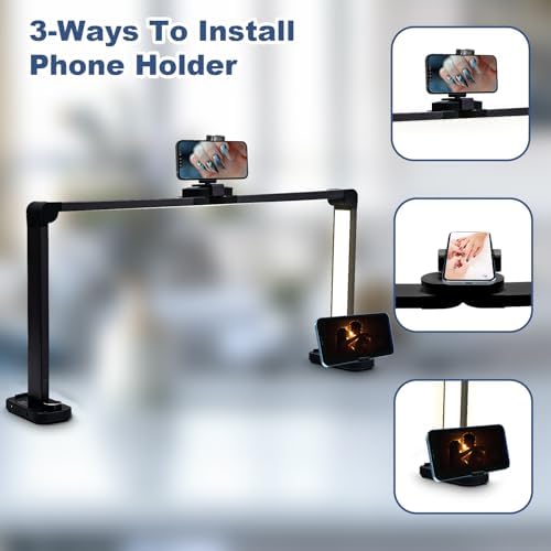 CGBE Nail Desk Lamp for Nail Tech: 33.5" Foldable Half Moon Light, Black