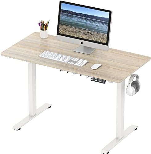 SHW 48-Inch Electric Height Adjustable Sit to Stand Desk, Maple