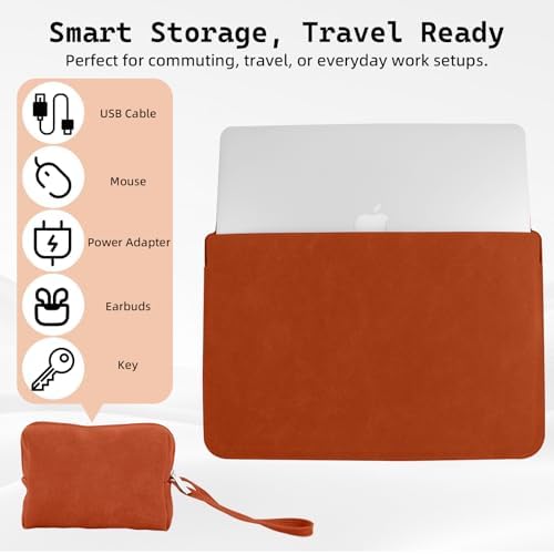 15-16 Inch Laptop Sleeve Case with Stand Feature, Matte PU Leather