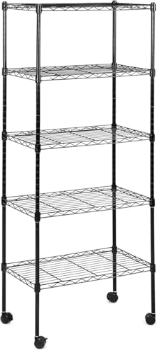Simple Deluxe 5-Tier Storage Shelves, 21" W x 12" D x 54" H Adjustable Heavy Duty Wire Metal Shelving Unit, Black