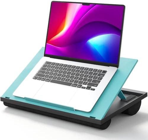 HUANUO Lap Desk with 8 Adjustable Angles – Up to 15.6" Laptop, Turquoise