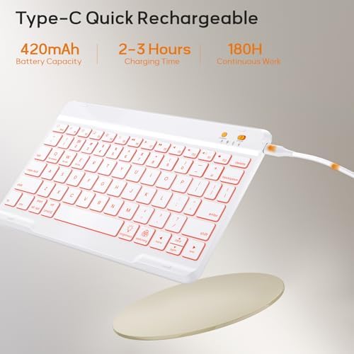 Keyboard Case For iPad Air 11-inch M2 2024/Ipad pro 11/10.9 Inch Air 5th 2022/4th 2020 Case with Keyboard -7 Backlit, 360 Degree Folio Rotatable Magnetic Detachable Cover with Pencil Holder (Pink)