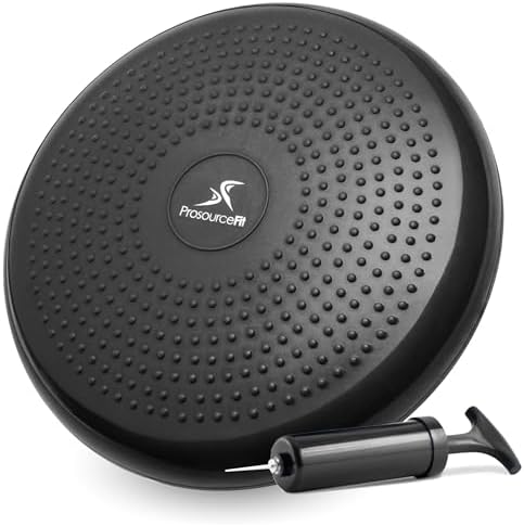 ProsourceFit Core Balance Disc, Inflatable Wobble Cushion with Hand Pump, Dual-Textured Non-Slip Surface for Core, Balance, and Stability Training, 14-inch