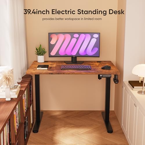 Monomi 39.4" Electric Standing Desk, Height Adjustable sit Stand up,Brown