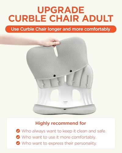 curble Grand Cover, Detachable Cover for Adult Chair, Ergonomic Chair Back Support and Lumbar Support (Grey)