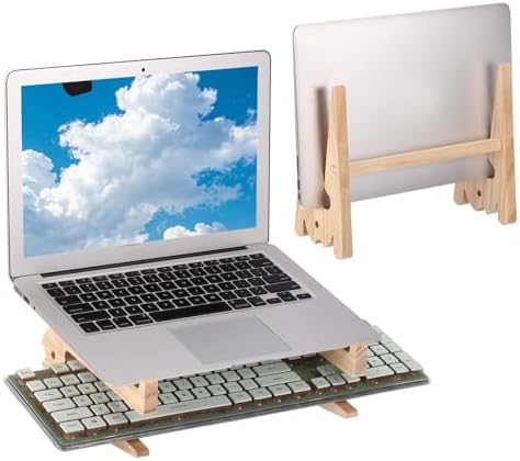 PATIKIL Wooden Laptop Stand 1Pack Dual-Use Laptop Stand Vertical for 10-15
