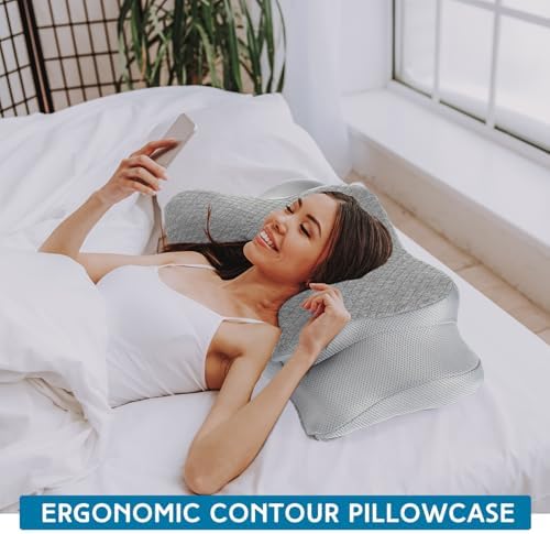 HunnmingRe Pillow Case for Cervical Neck, Gray, Queen Size