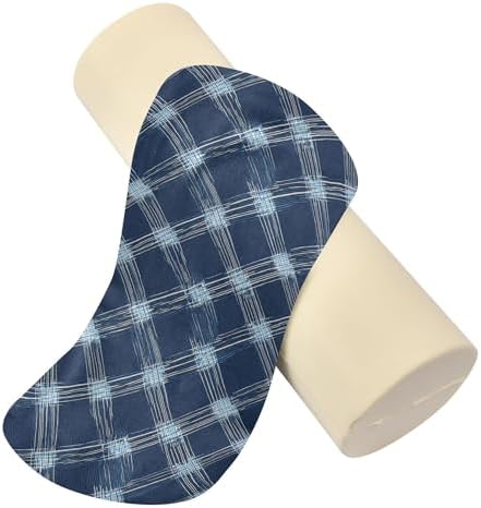 Outdoor Bolster Pillow Memory Foam Neck Roll Pillow for Sleeping Round Pillows Decorative Throw Pillows Cylinder Throw Pillow Round Bolster Cover with Zipper Argyle Plaid Deepskyblue