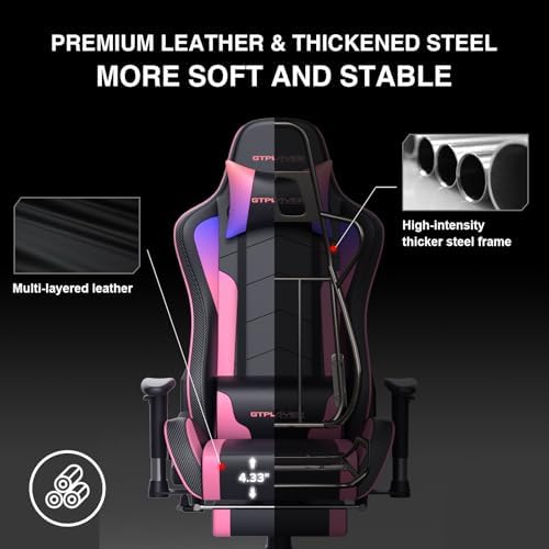 GTPLAYER Gaming Chair with Footrest Speakers Video Game Chair Bluetooth Music Heavy Duty Ergonomic Computer Office Desk Chair