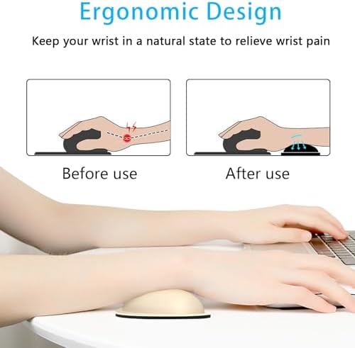 Dapesuom Mouse Wrist Rest, Ergonomic Memory Foam Mouse Wrist for Computer Desk Mats Support, PU Leather Hand Rest Pad Cushion for Gaming, Laptop, Men, Women, Pain Relief & Easy Typing, Colonial White