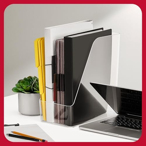 Staples Plastic Magazine File, Clear, Vertical Desktop Organizer