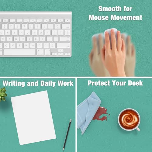 Hsurbtra Desk Pad, 35.5" x 17" PU Leather Desk Mat, XXL Extended Mouse Pad, Waterproof Desktop Blotter Protector, Non-Slip Ultra Thin Large Laptop Keyboard Writing Mat for Office Home, Fruit Green
