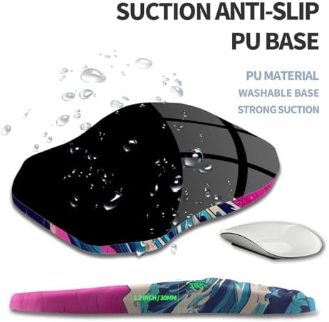 Ergonomic Raised Mouse Pad Wrist Support with Bilateral Slope Memory Foam Mousepad for Wrist Rest and Carpal Tunnel Pain Relief 11.8x7.9〃Twilight Waves
