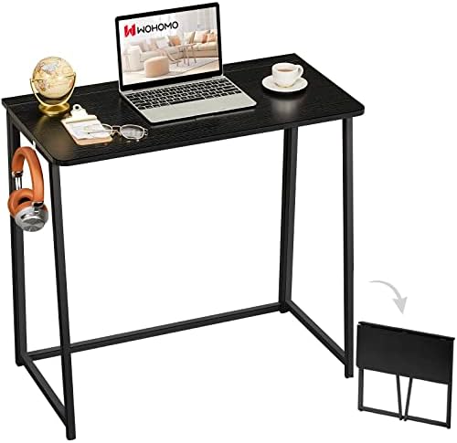 WOHOMO Folding Desk, 31.5" Foldable Computer Table for Small Spaces, Black