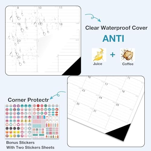 2026-2027 Desk Calendar - 18 Month Desk Calendar 2026-2027, Jul 2026 - Dec 2027, 17" x 12", Large Monthly Desktop Calendar with Daily Blocks, Thick Paper, Corner Protectors - (2 Stickers Included)